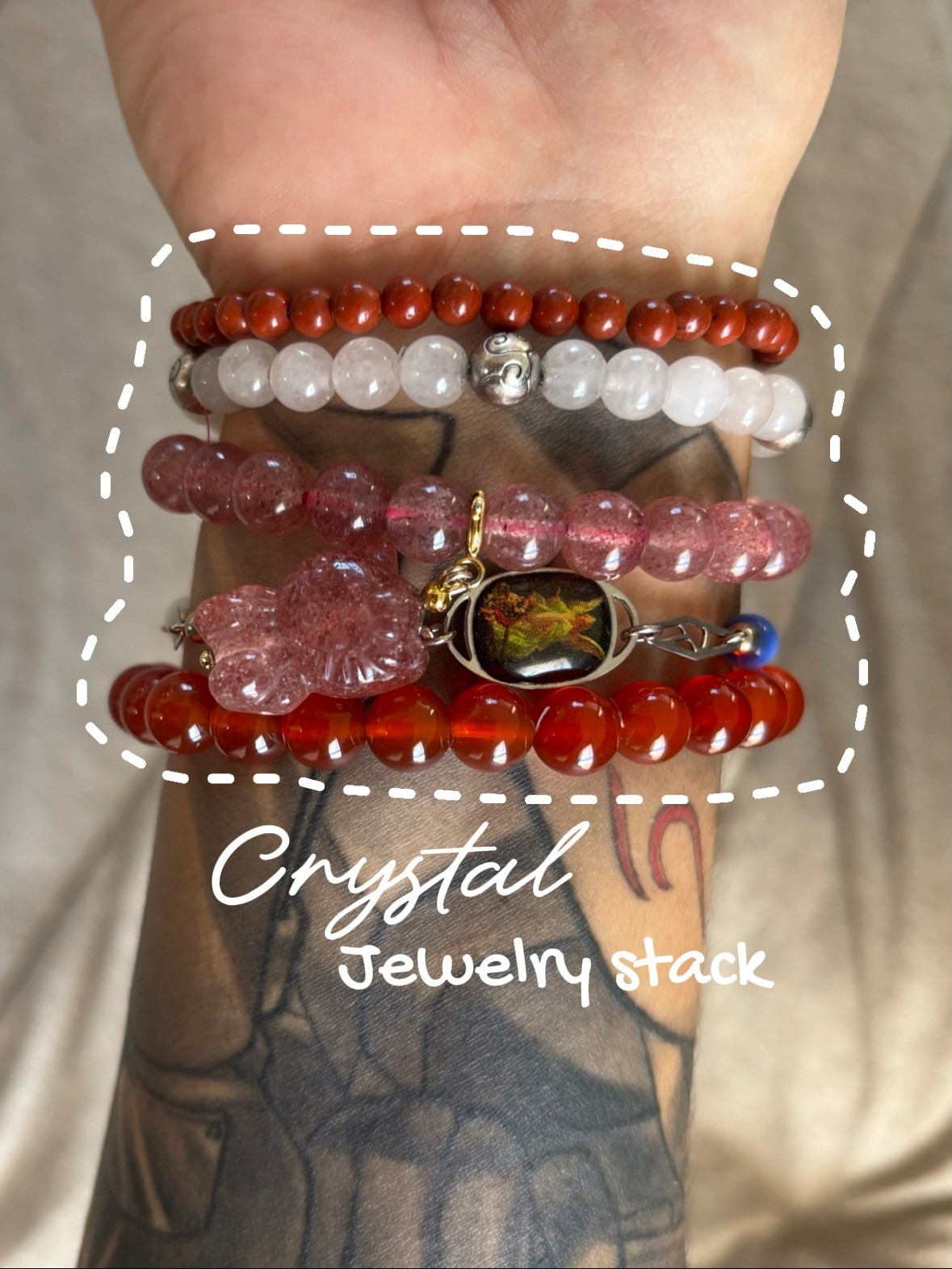 Crystal jewelry stack from ivory-hour.com 