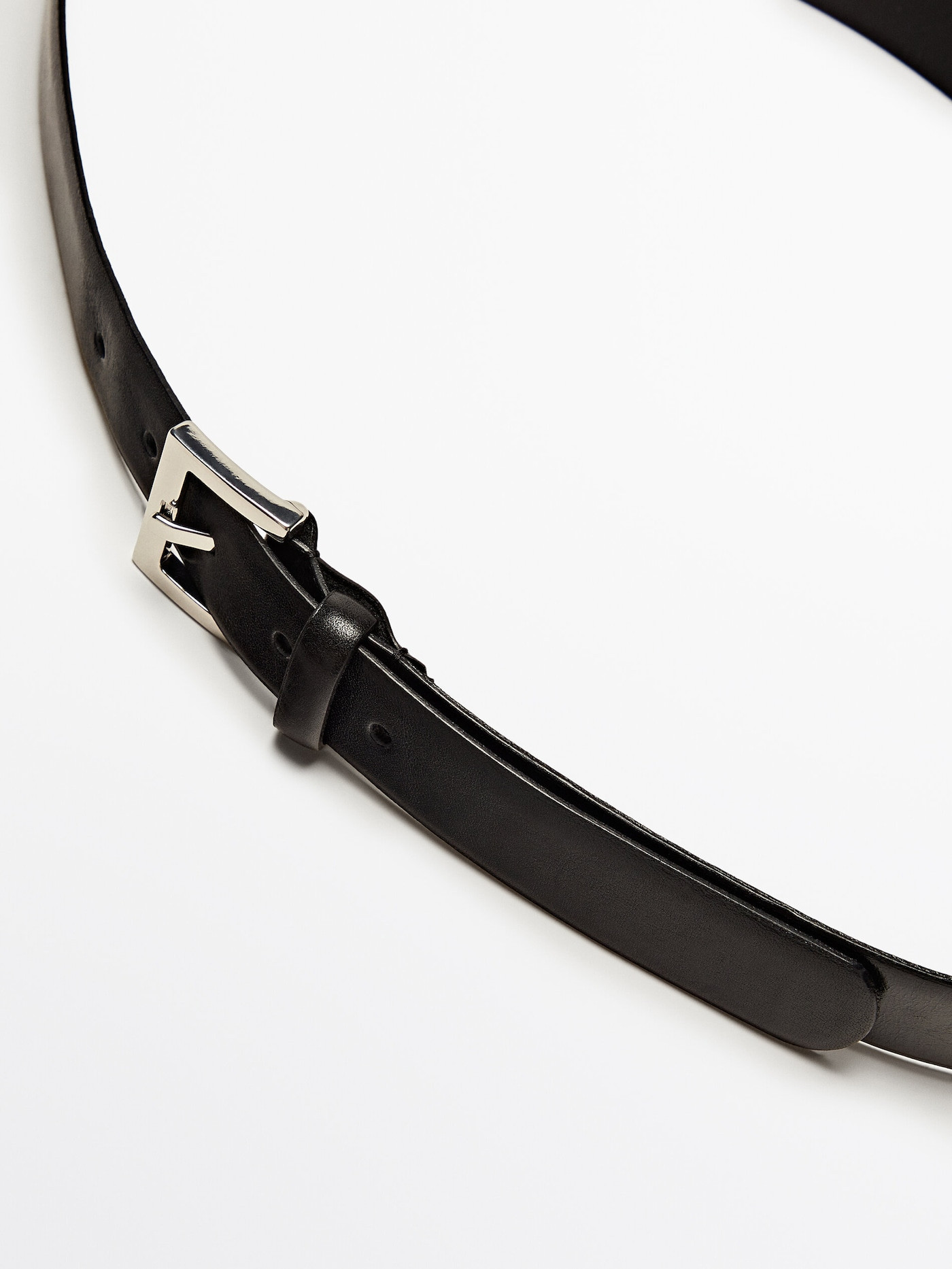 Leather belt with square buckle | Massimo Dutti UK