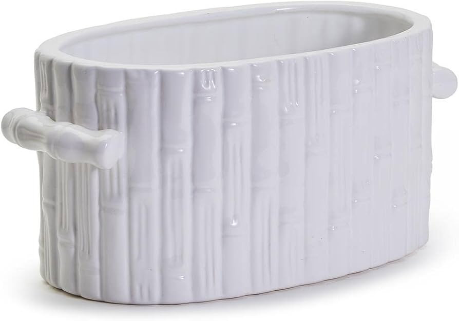 Two's Company Faux Bamboo Oval Centerpiece/Cachepot with Handles | Amazon (US)