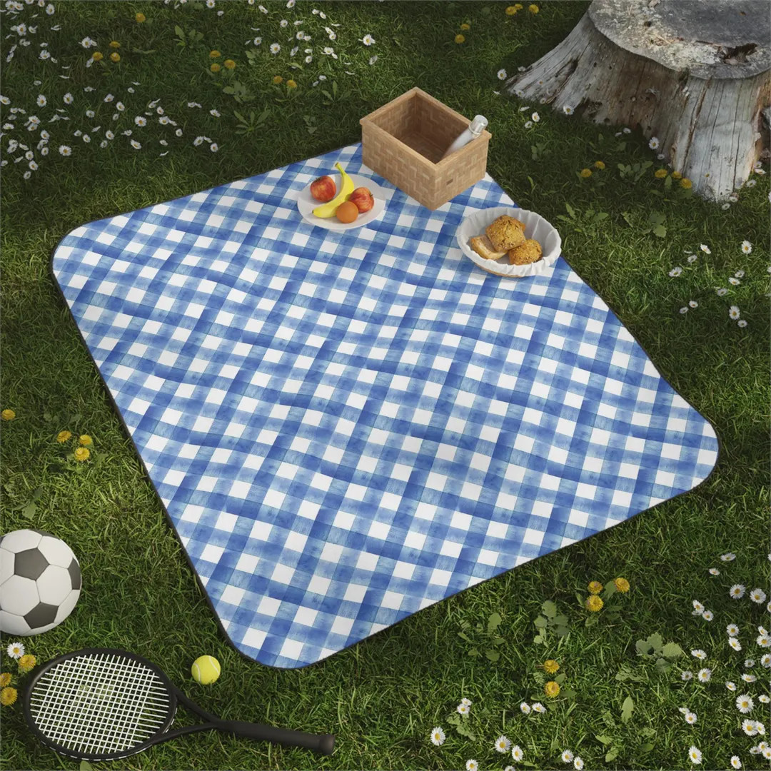Blue Gingham Picnic Blanket | Outdoor Blanket, Waterproof Backing - Etsy | Etsy (Global)