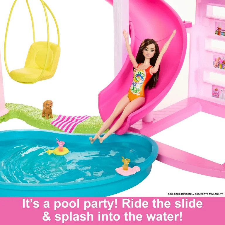 Barbie Dreamhouse Pool Party Doll House and Playset with 75+ Pieces, 45 in | Walmart (US)