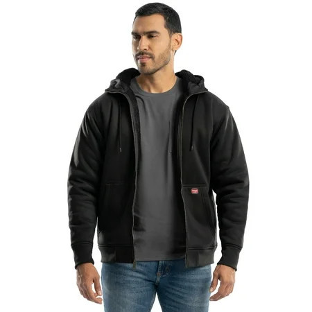 Wrangler Workwear Men's Durable Quilted Zip-up Fleece Hooded Jacket, S-3XL (Men's and Big Men's) | Walmart (US)