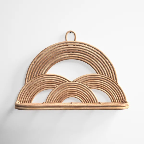 Elida 27” Rattan Arched Wall Decor Shelving - Natural Rattan - Rustic Hanging Wall Shelf | Wayfair North America