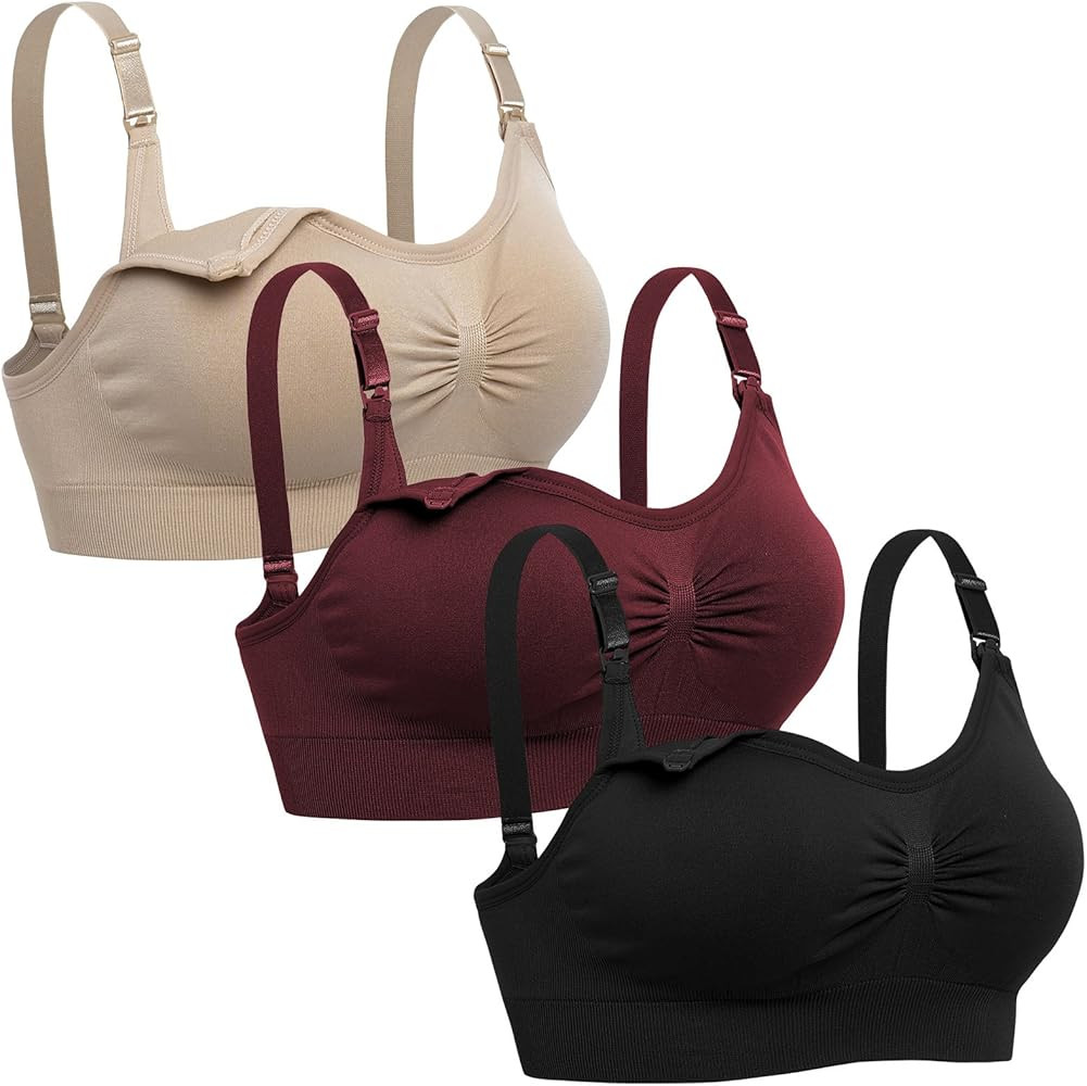 Lataly Womens Seamless Nursing Bra Sleeping Maternity Bralette for Breastfeeding Pack of 3 | Amazon (US)