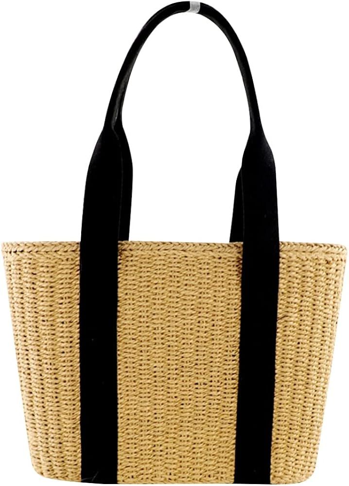 Women Straw Bags Summer Beach Large Tote Bag Handmade Woven Shoulder Handbag | Amazon (US)