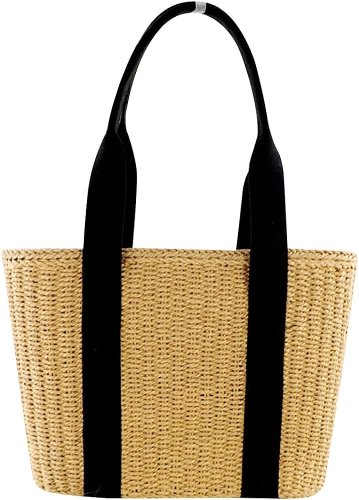 Women Straw Bags Summer Beach Large Tote Bag Handmade Woven Shoulder Handbag | Amazon (US)