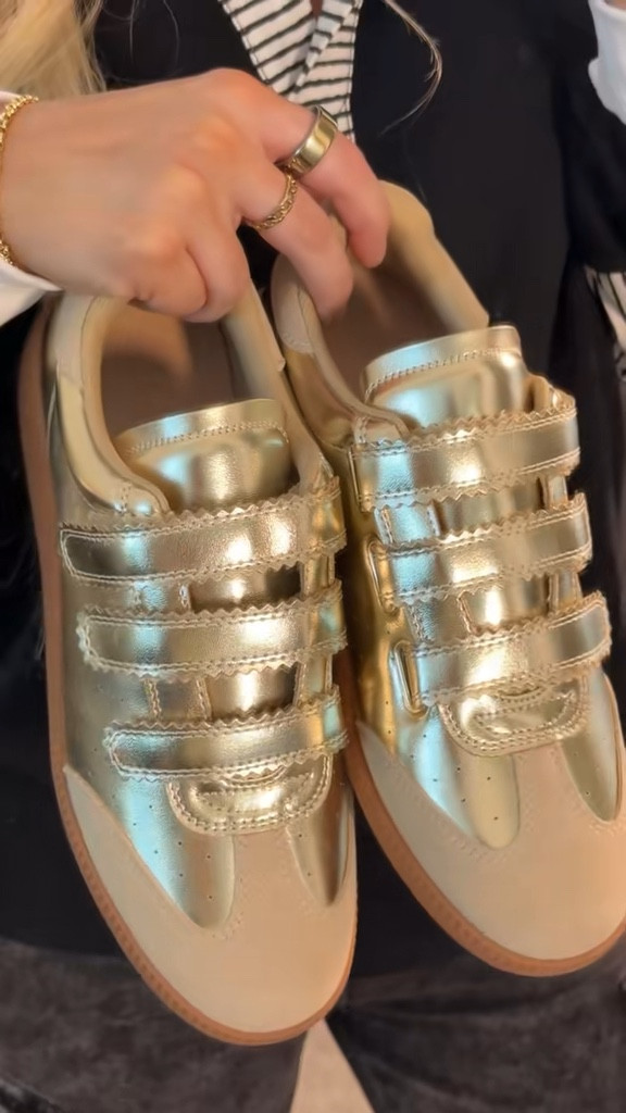 Gold Velcro Sneakers 👟 

#LTKStyleTip #LTKGiftGuide #LTKootd