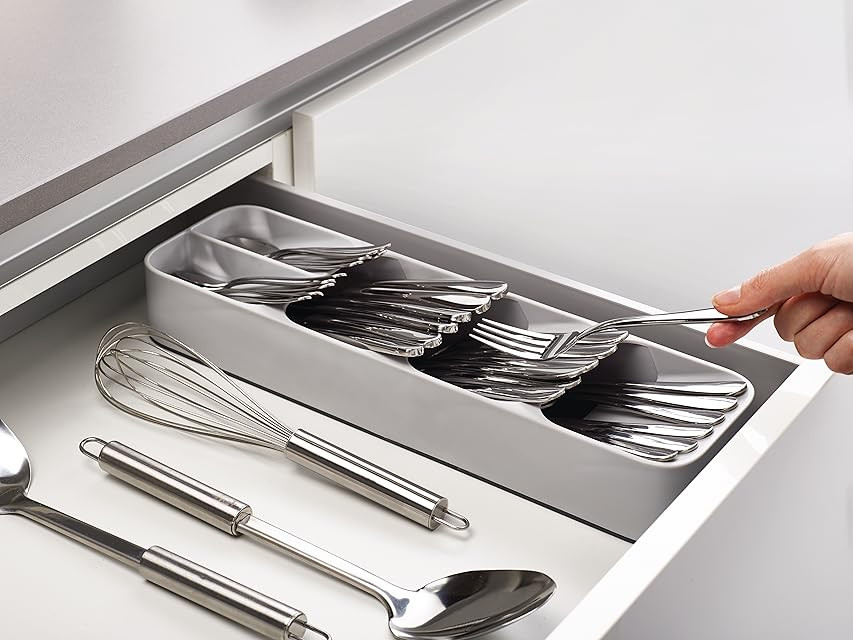 Joseph Joseph DrawerStore Compact Cutlery Organizer Kitchen Drawer Tray, Small, Gray | Amazon (US)
