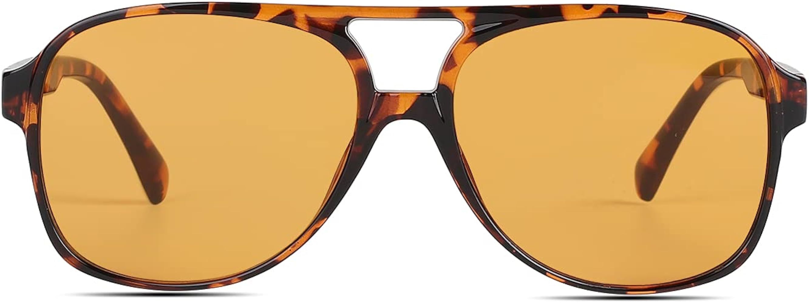 Vintage Retro 70s Sunglasses for Women Men Classic Large Squared Aviator Frame UV400 Trendy Orange G | Amazon (US)