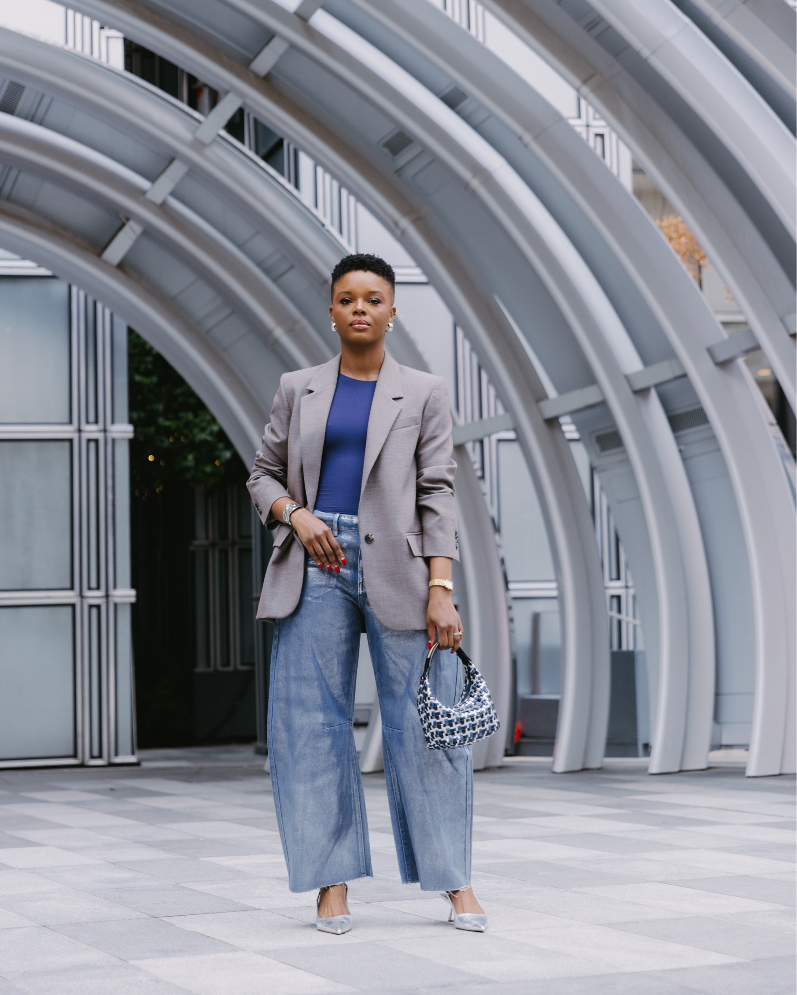 Sophisticated Chic Holiday Outfit @karen_millen 💙 | These Karen Millen Denim Foiled Wide-Leg Jeans in Mid Blue is a statement piece sure to elevate your outfits with elegance and edge! 

I got it in a size 6 (M) 

#LTKWatchNow #LTKHoliday #LTKStyleTip