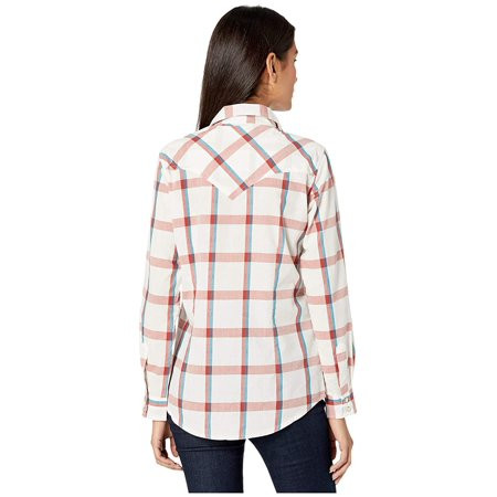 Wrangler Western Long Sleeve Snap Plaid Shirt Antique White | Walmart (US)