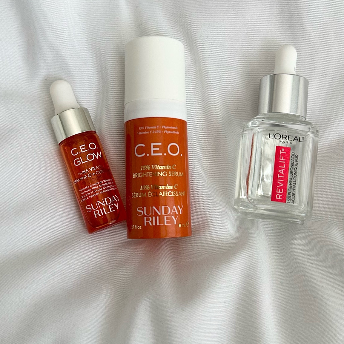 Trying a new vitamin c and this oil and serum combo from Sunday Riley is just too good doesn’t peel under my make up.  Definitely buying the full size. Also loving the L’Oréal Revitalift 1.5 pure hyaluronic acid, locks in all the moisture. 

#LTKFind #LTKbeauty #LTKhome