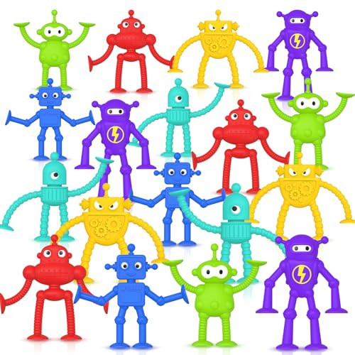Baby Suction Toy Bath Toys: 18PCS No Hole Bath Toy for Toddlers, Robot Fidget Toys for Boys Girls Gifts Prizes, Sensory Toys for Fun & Creativity, Perfect Travel Toys Road Trip Activities for Kids | Amazon (US)