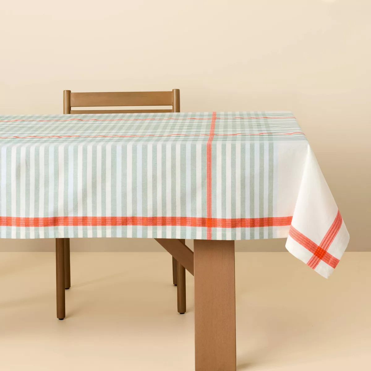 60"x84" Multi Plaid Woven Tablecloth Cream - Hearth & Hand™ with Magnolia | Target