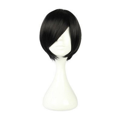 Unique Bargains Christmas Women's Wigs 12" Black with Wig Cap Short Hair With Slant Bangs | Target