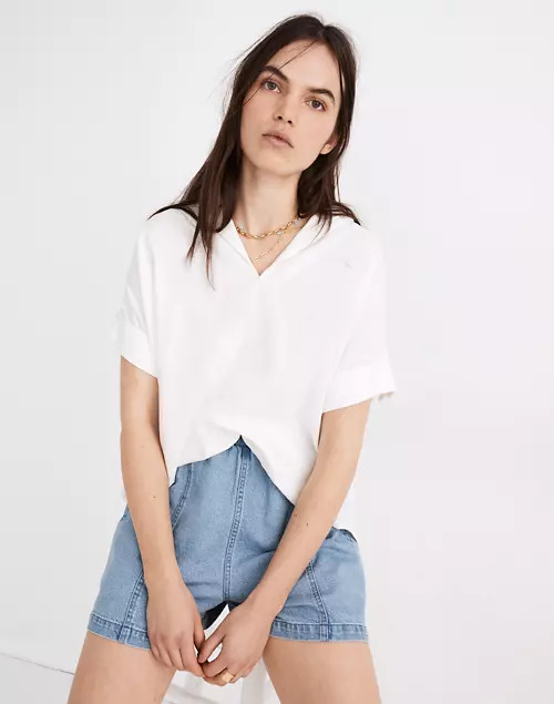 Linen-Blend Hayden Popover Top | Madewell