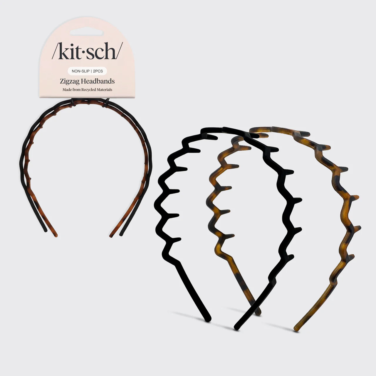 Zig Zag Headband 2pc- Black & Tort | Kitsch