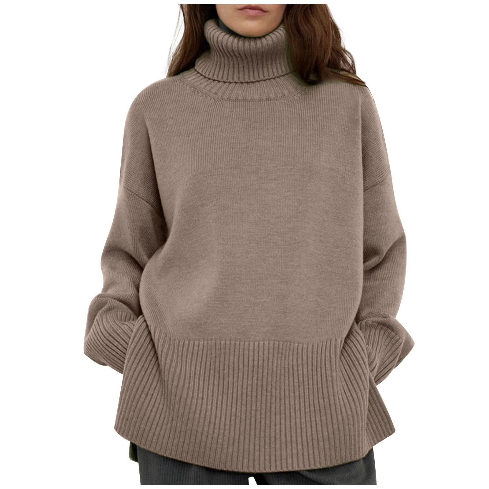 Pisexur Womens Sweaters Ladies Turtleneck Sweaters Long Sleeve Wool Solid Color Knit Sweater for ... | Walmart (CA)