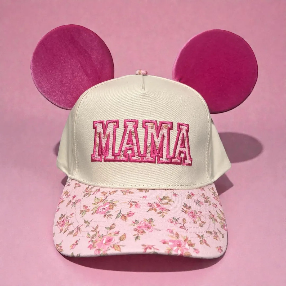 Handmade Mama Mouse Ear Hat: Embroidered Floral Disney-inspired - Etsy | Etsy (Global)
