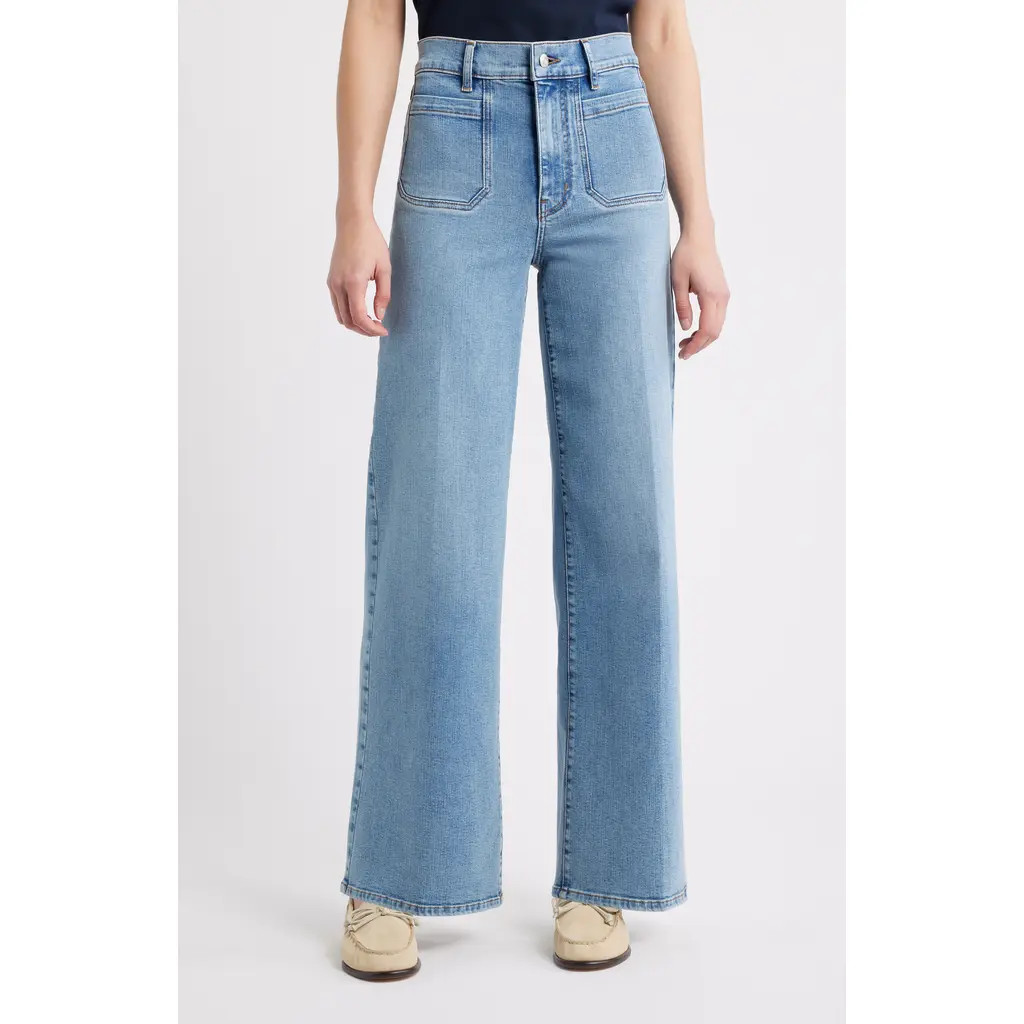 FRAME Le Slim Palazzo Patch Pocket High Waist Wide Leg Jeans in Diverge at Nordstrom, Size 29 | Nordstrom