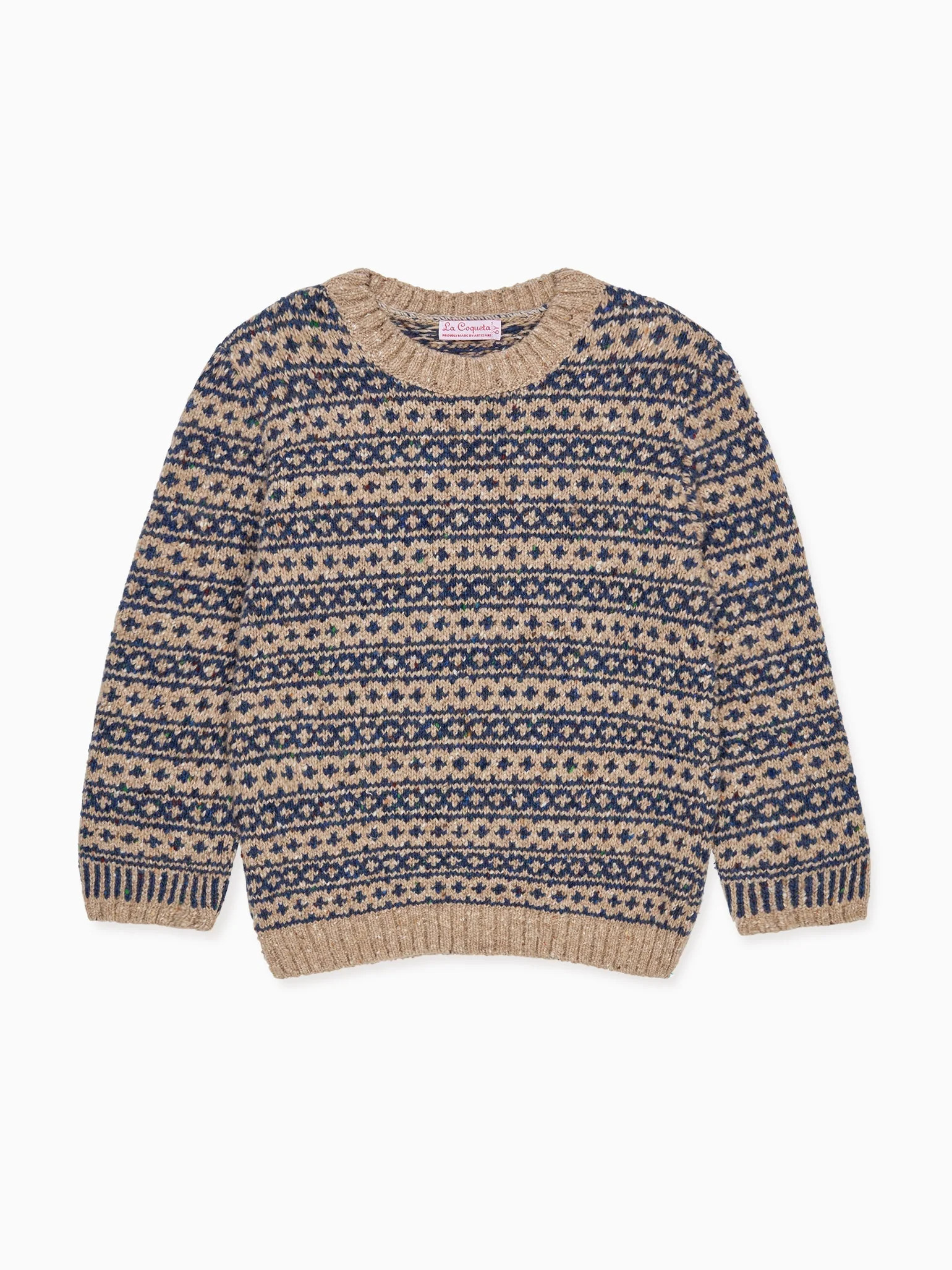 Oatmeal Austen Merino Fair Isle Kids Sweater | La Coqueta (US)