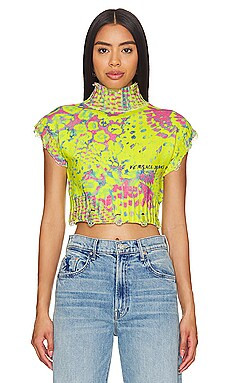 Versace Jeans Couture Knit Cropped Top in E609-acid from Revolve.com | Revolve Clothing (Global)