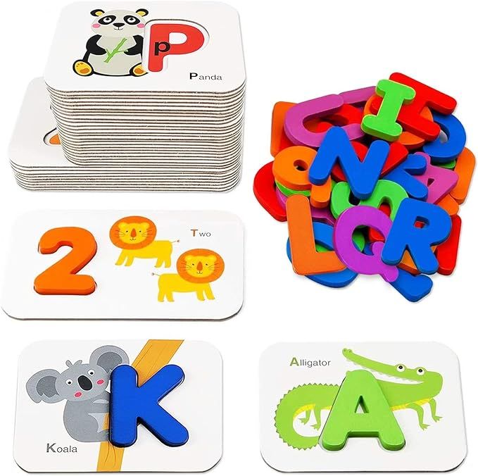 Gojmzo Number and Alphabet Flash Cards for Toddlers 3-5 Years, ABC Montessori Educational Toys Gi... | Amazon (US)