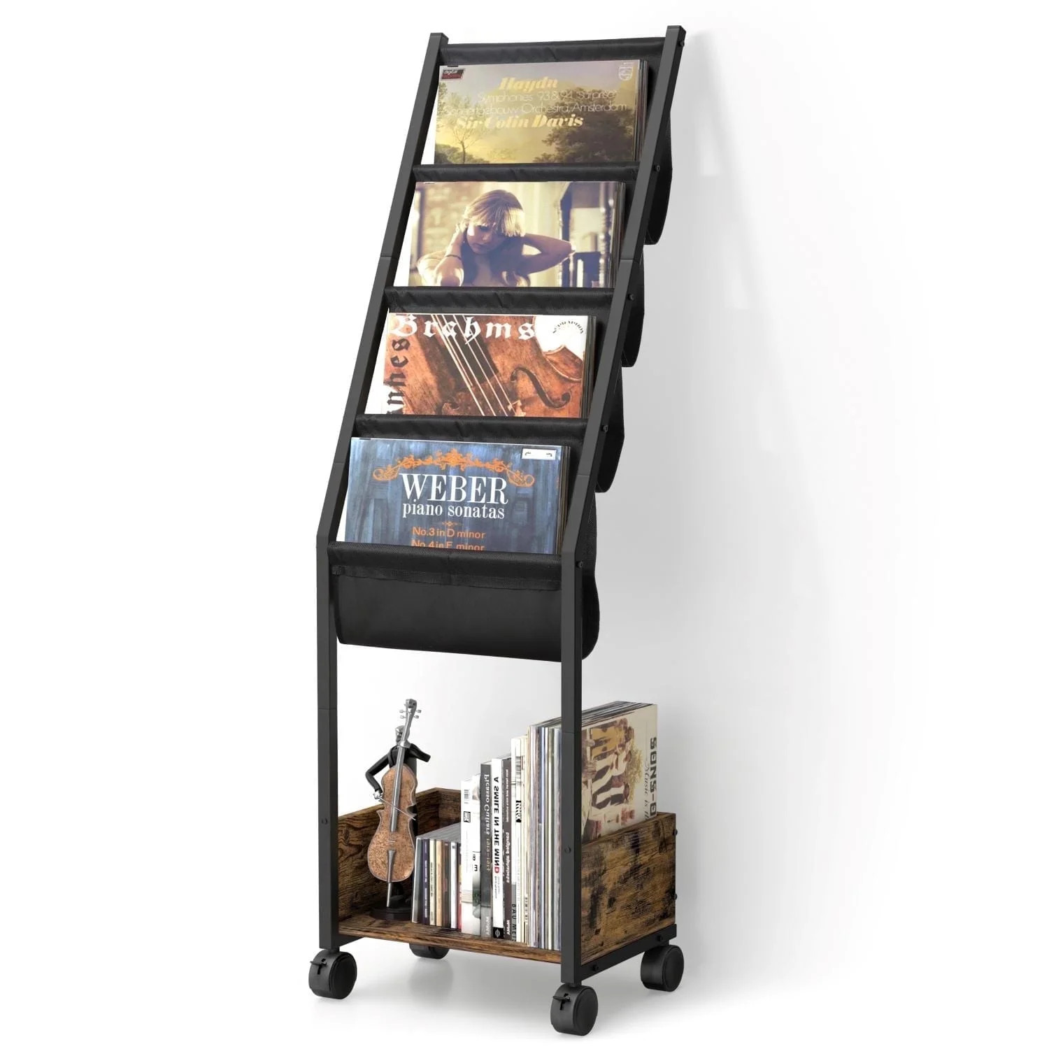 Olakee Movable Vinyl Record Storage Rack, 4-Tier Display Shelf, Multi-Purpose Organizer for Recor... | Walmart (US)