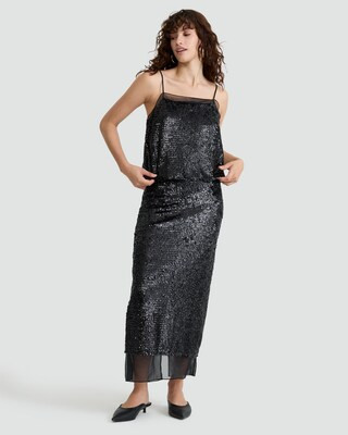 The F&F Edit Organza Trim Sequin Embellished Co-ord Midi Skirt in Black | Tesco F&F
