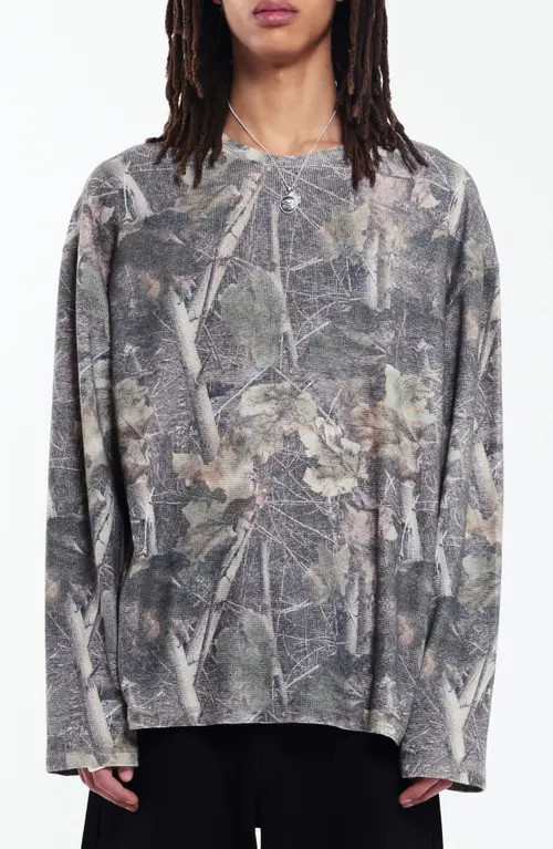 JADED LONDON Woodland Camo Long Sleeve Waffle T-Shirt at Nordstrom, Size Small | Nordstrom
