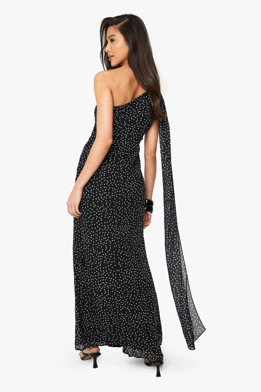 Polka Dot Chiffon Drape Maxi Dress | Boohoo.com (UK & IE)