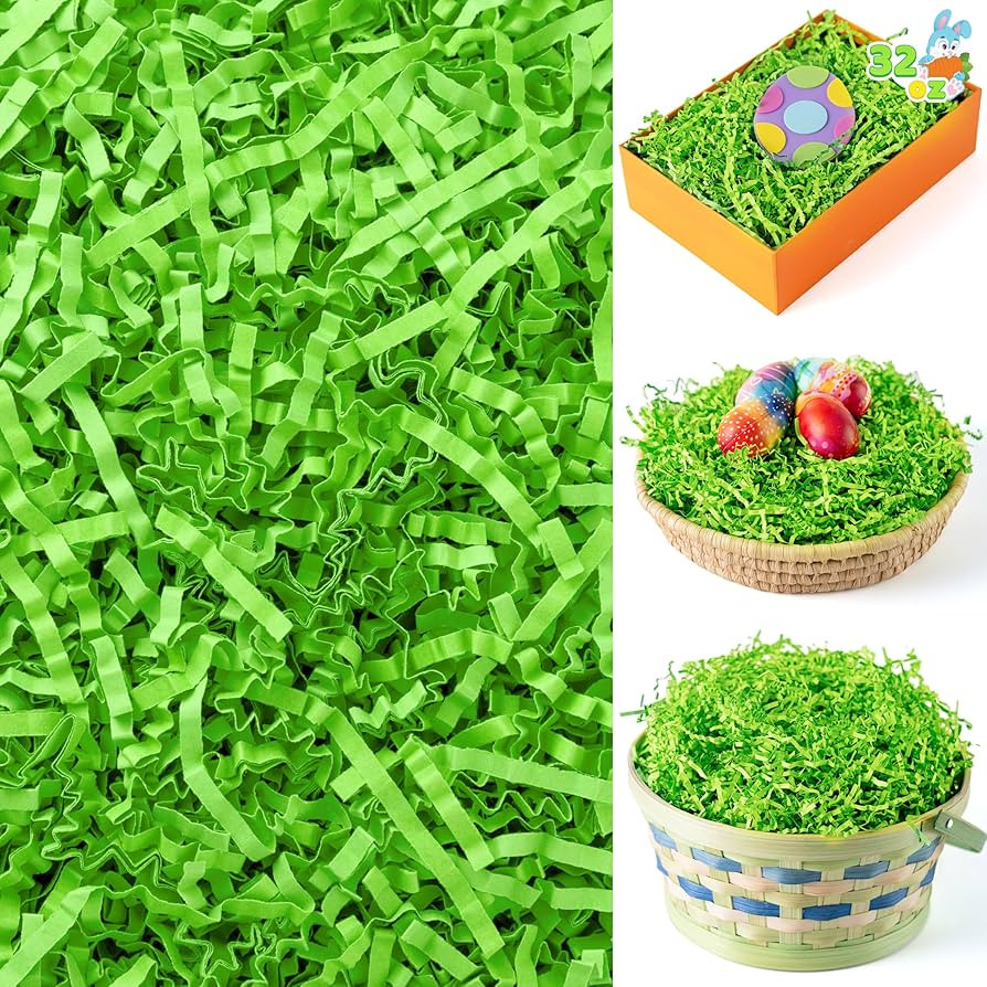 JOYIN 32oz Easter Grass, Pure Light Green Recyclable Paper Grass, Shred Raffia Crinkle Cut for Ea... | Amazon (US)