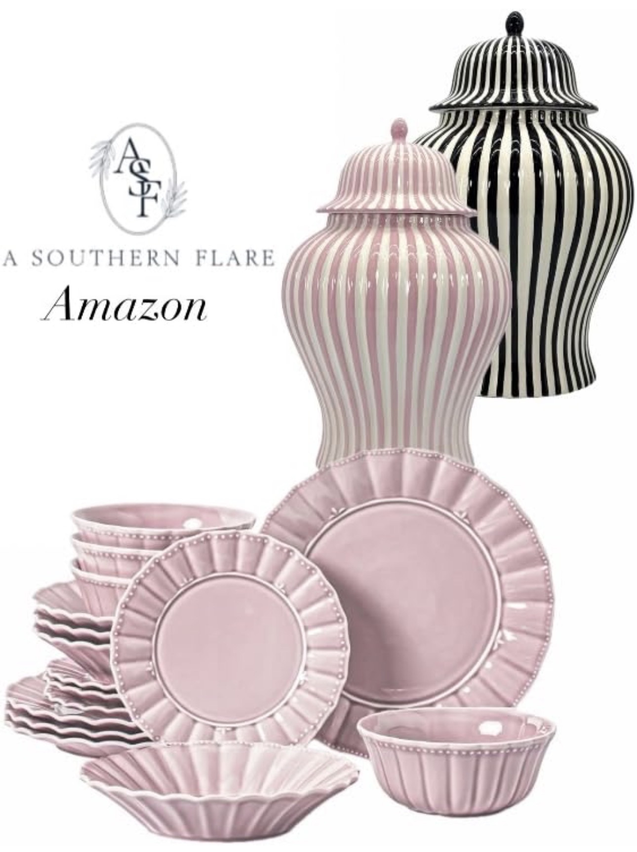 beautiful pink dinnerware set! Perfect for adding a touch of elegance to any meal. #Dinnerware #HomeDecor