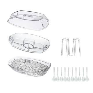 15 in. Chilled Veggie Tray with 4 Compartments and Lid for Fruit, Vegetable, Appetizer, Cold Food Buffet Server, Clear | The Home Depot