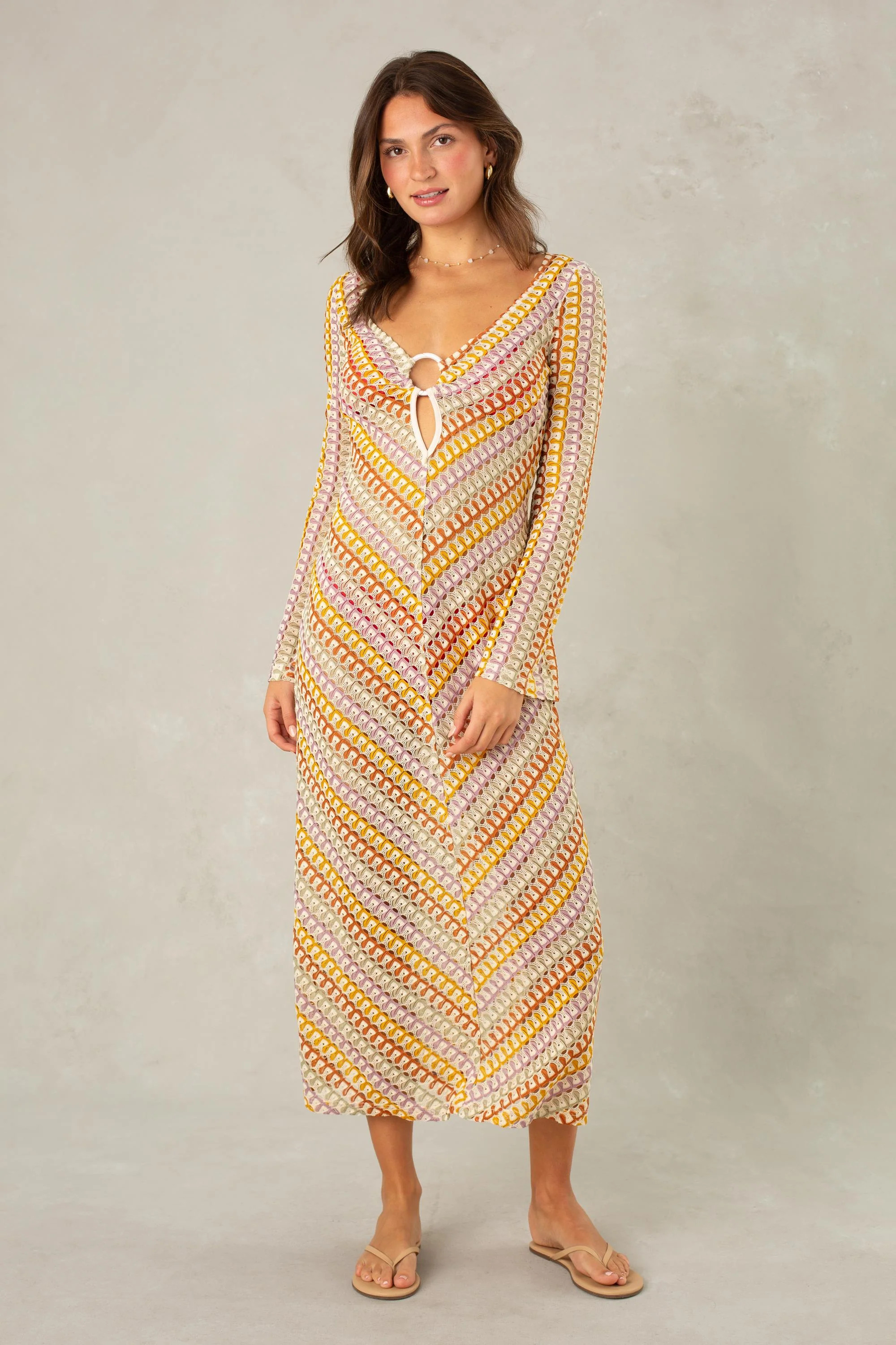 Stella O-Ring Maxi Coverup Sage Multi | South Moon Under
