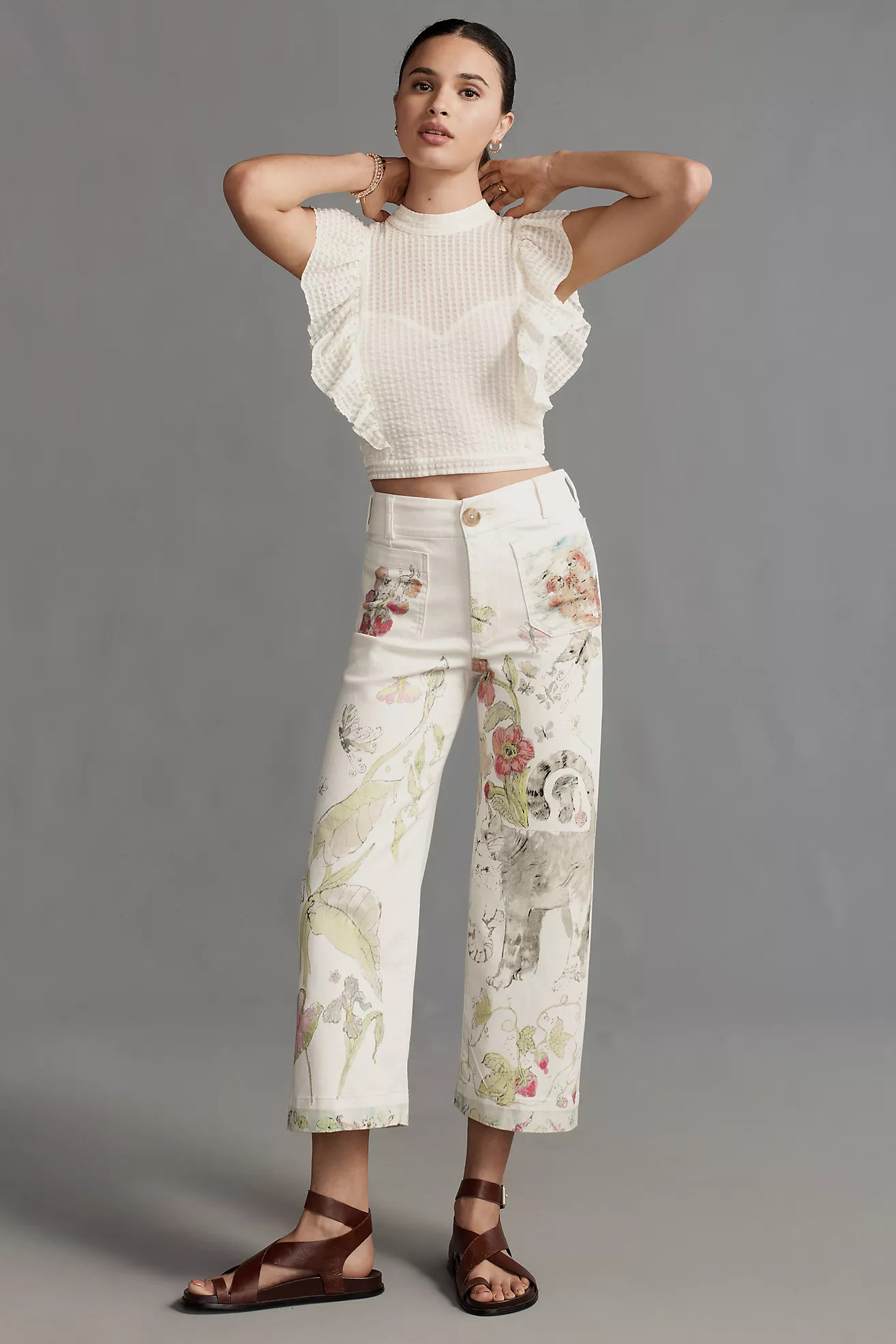 The Colette Denim High-Rise Cropped Wide-Leg Jeans by Maeve: Swan Gossip Edition | Anthropologie (US)