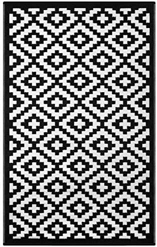 Lightweight Outdoor Reversible Plastic Rug Nirvana Negro / Blanco - 150 cm x 240 cm (5ft x 8ft) | Amazon (US)