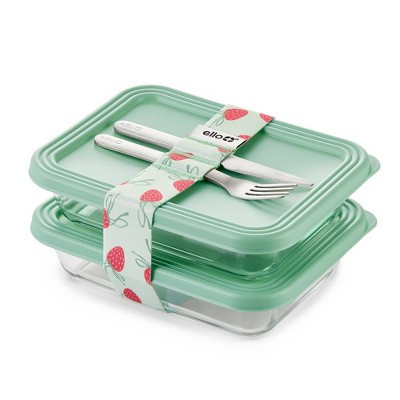 Ello Everyday 7pc Lunch Stack Food Storage Container Set Green Strawberries | Target