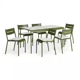 Habitat Scandi 6 Seater Metal Patio Set - Green | argos.co.uk