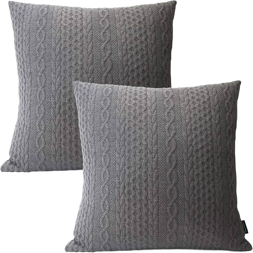 Booque Valley Gray Pillow Covers, Pack of 2 Super Soft Stretchy Pilling-Resistant Modern Cushion ... | Amazon (US)