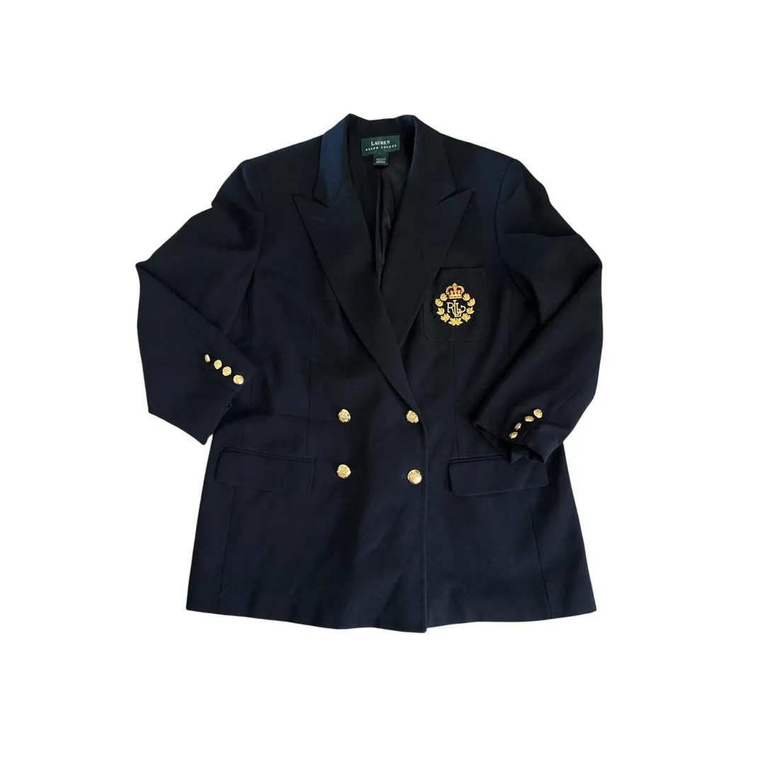 Ralph Lauren Blazer 12 R Navy Wool Crest Gold Button USA Made Vintage - Etsy | Etsy (US)