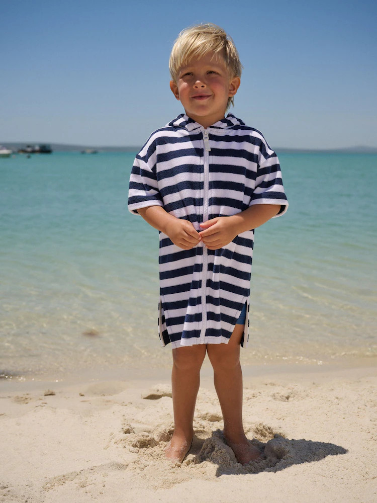 Buy Navy Stripe Towelling Zip Through Cover-Up (3mths-7yrs) from Next USA | Next US
