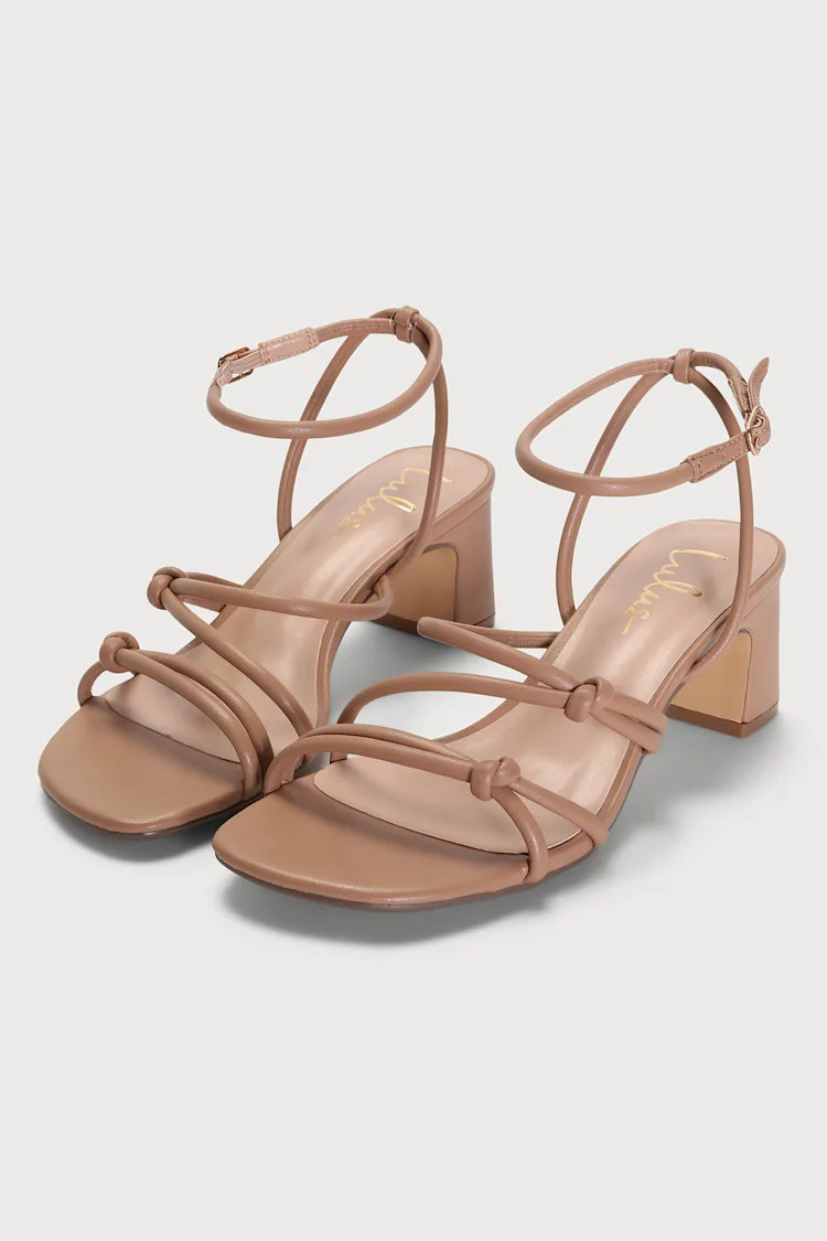 Lussie Light Nude Knotted Ankle Strap High Heel Sandals | Lulus (US)