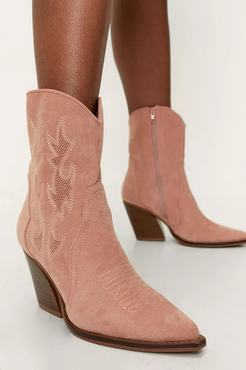 Faux Suede Embroidered Cowboy Boots | Nasty Gal (US)