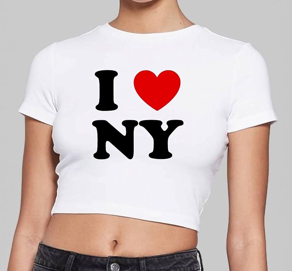I Heart Shirt - Custom Crop Top - I Love New York - NY - Big Apple - Baby Tee - Gift For Her - Re... | Amazon (US)