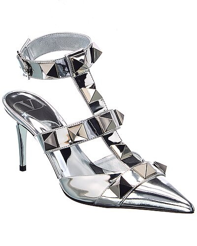 Valentino Roman Stud 80 Leather Ankle Strap Pump | Ruelala