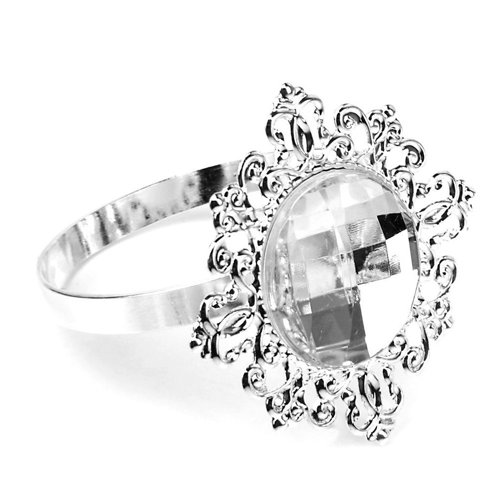 ROSENICE 12pcs Crystal Napkin Rings (Silver) | Amazon (US)