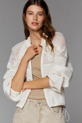 By Anthropologie Cotton Embroidered Bomber Jacket | Anthropologie (US)