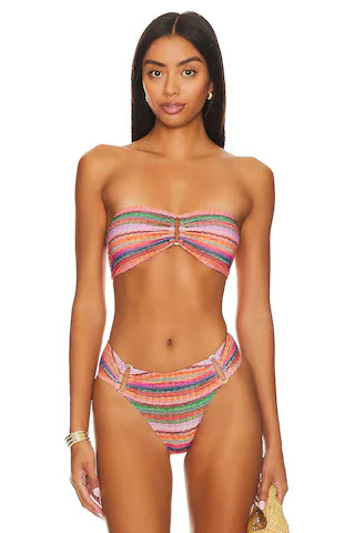 PQ Detail Bandeau Bikini Top in Jetty Stripe from Revolve.com | Revolve Clothing (Global)