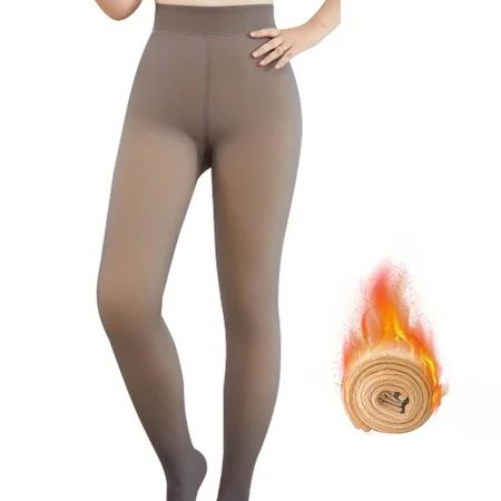 ANAJOY Free Shipping Women Warm Leggings Elastic Fake Translucent Stretch Girls Fleece Lined Tights | Walmart (US)